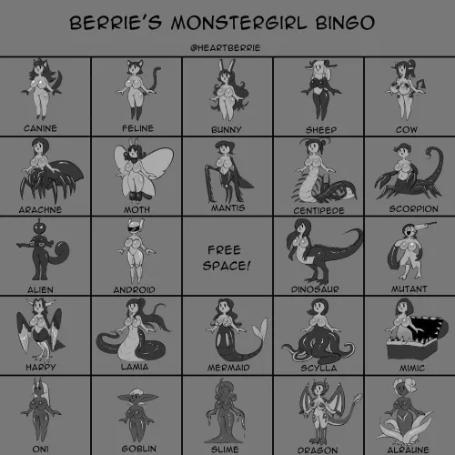 [Fb4A] Looking for someone to help me fill up this bingo, I’m limitless and seeking for semi-literate rp, I can be monsterboy myself :D