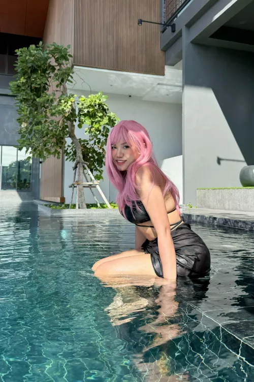 Pink head in two-piece
