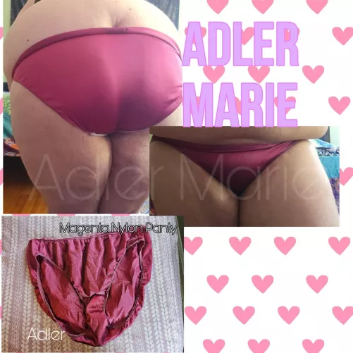 Some magenta silky nylon panties! Let me share my scents with you! 