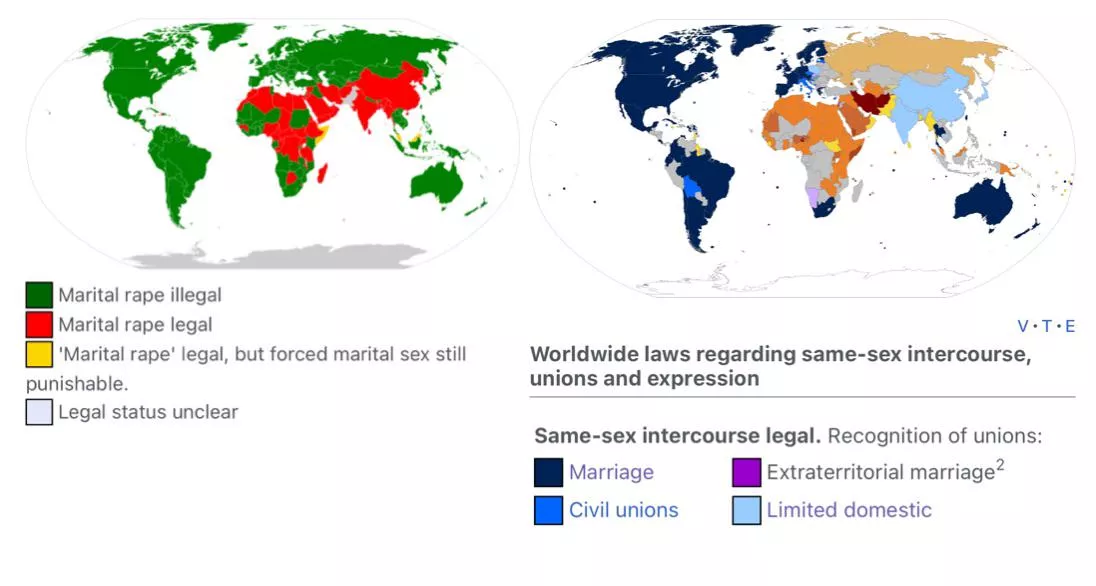 There’s no where in the world where gay marriage and marital rape both legal 