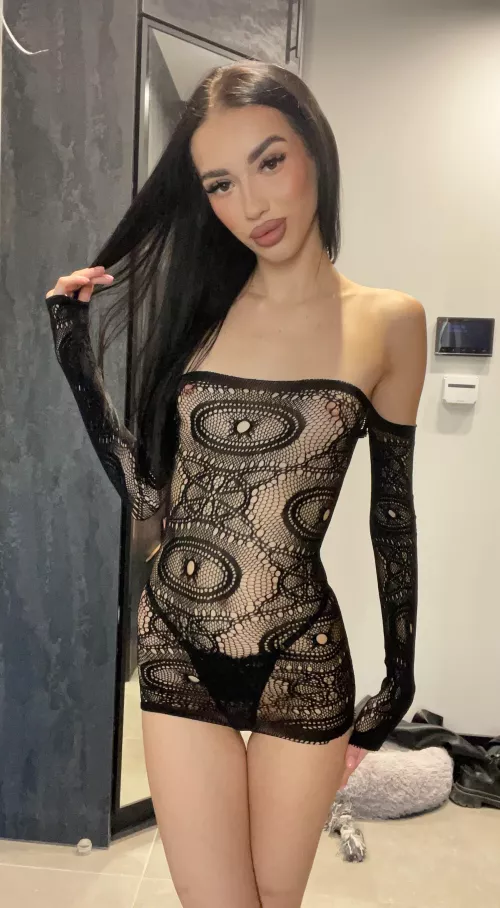 This black see-through dress does something amazing to my figure