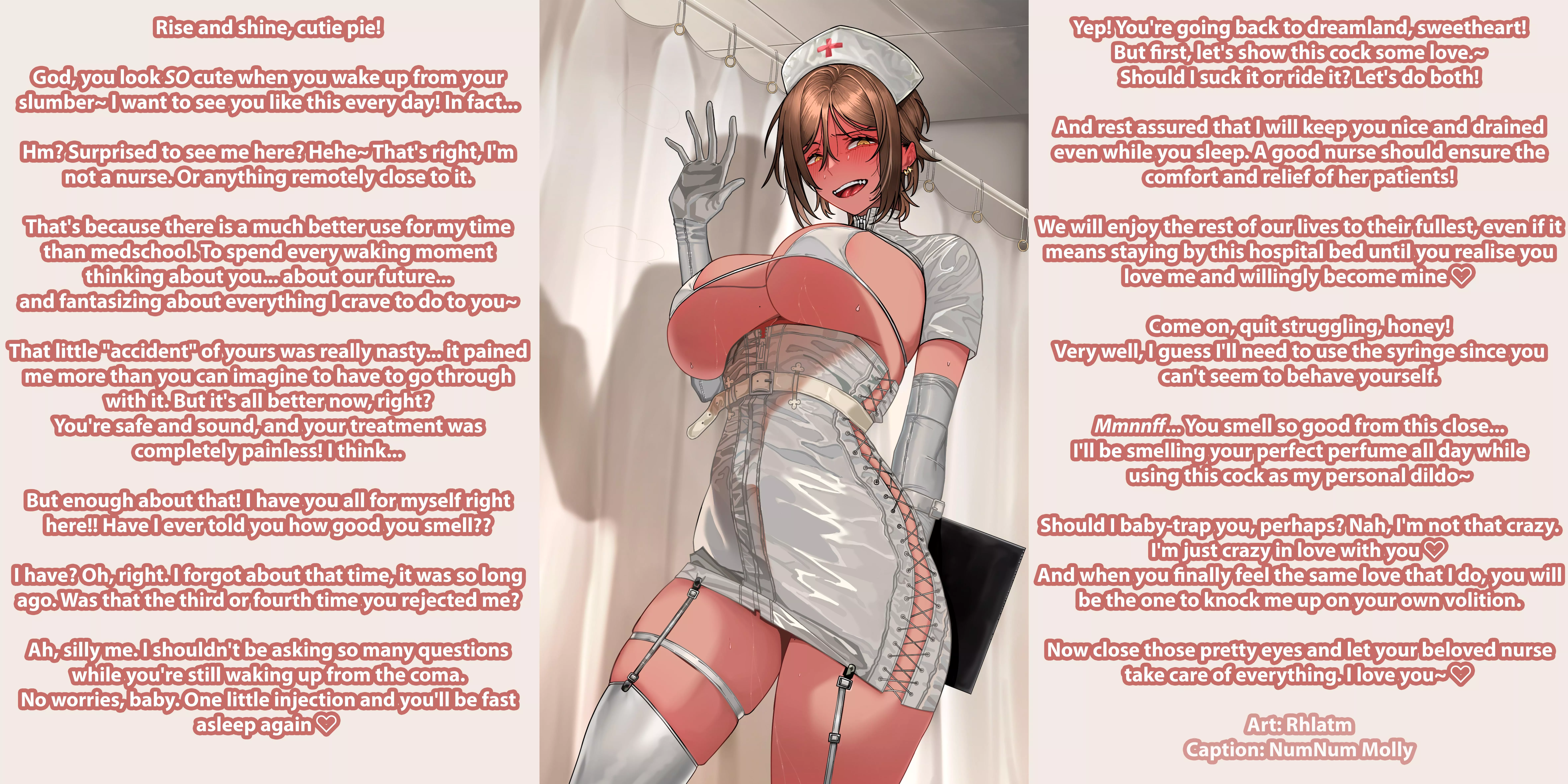 Above All Else, Do Some Harm~ [Yandere][Dark][Creepy][Fake Nurse][Anesthesia][Talk of Breeding][Stalker][Artist: Rhlatm]