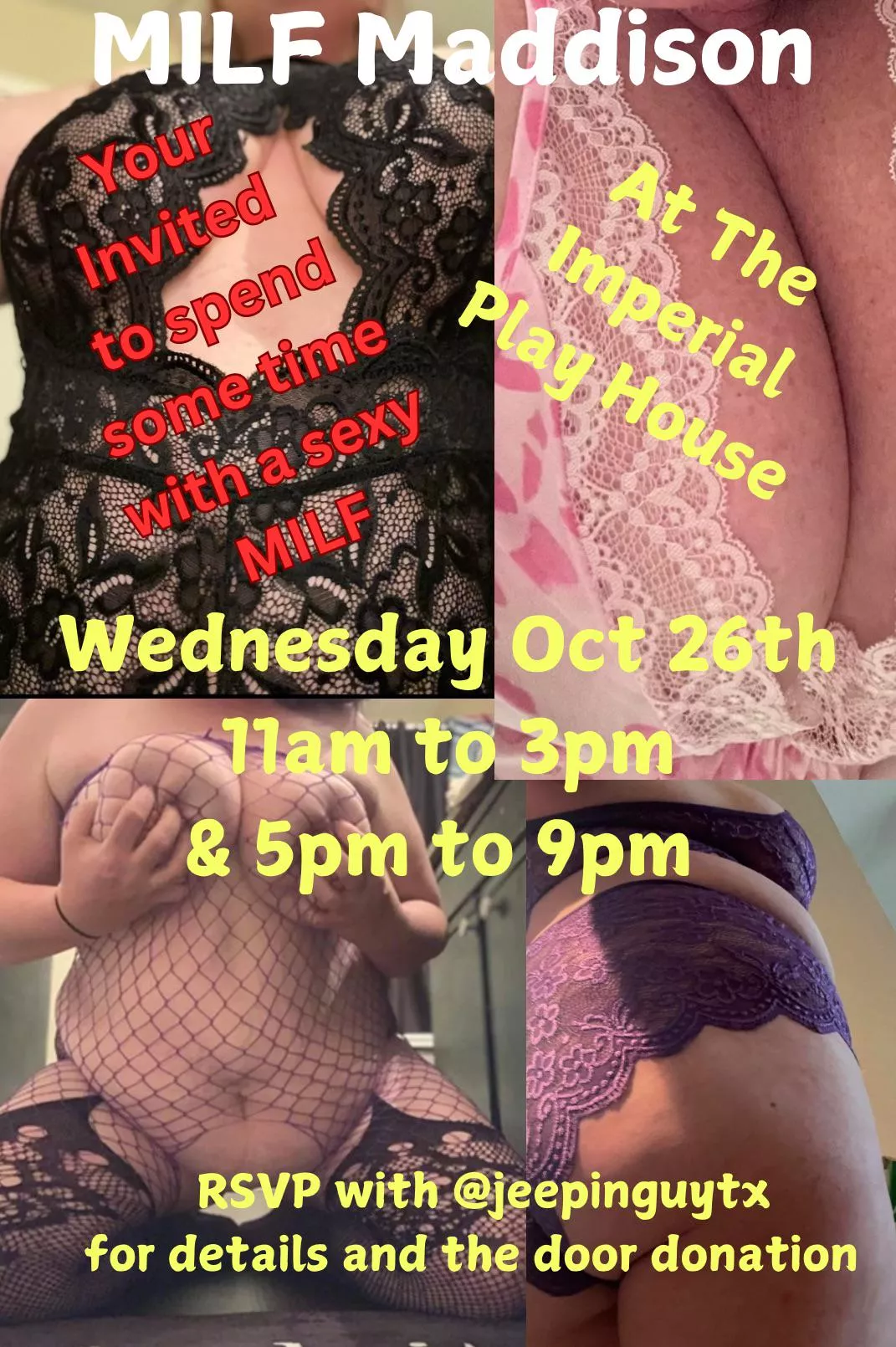 [F4M] 34F Maddison We have a epic GB event next Wednesday, October 26.