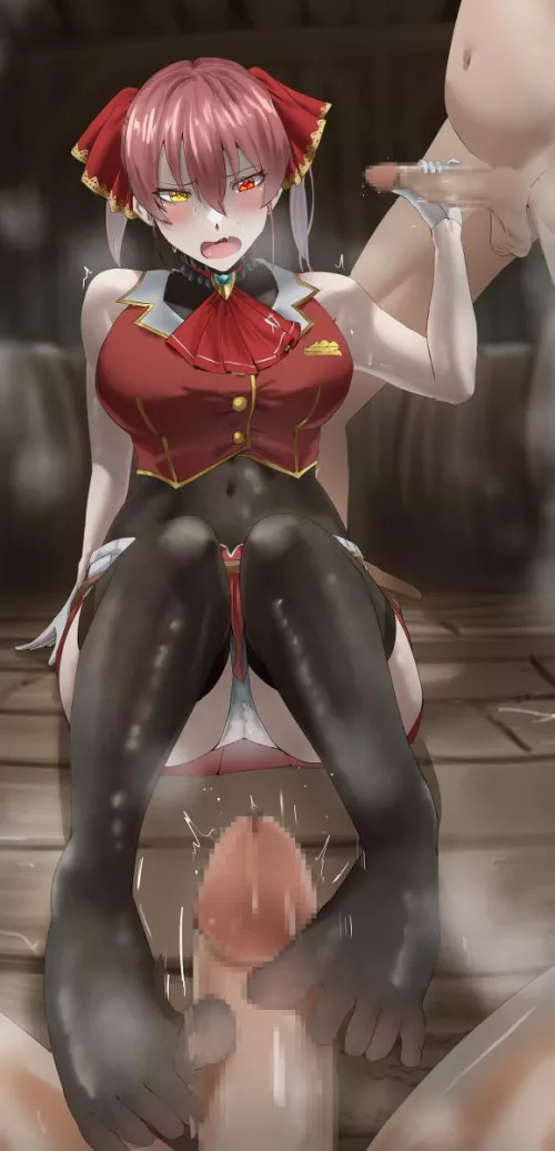 Handjob and footjob at same time