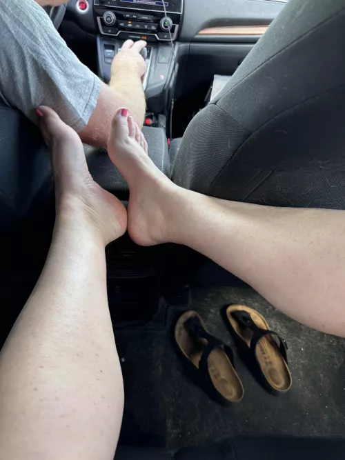 I don’t think hubby minded me slipping my birks off and rubbing my feet on him 