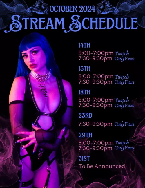 Jewelz Blu October streaming schedule
