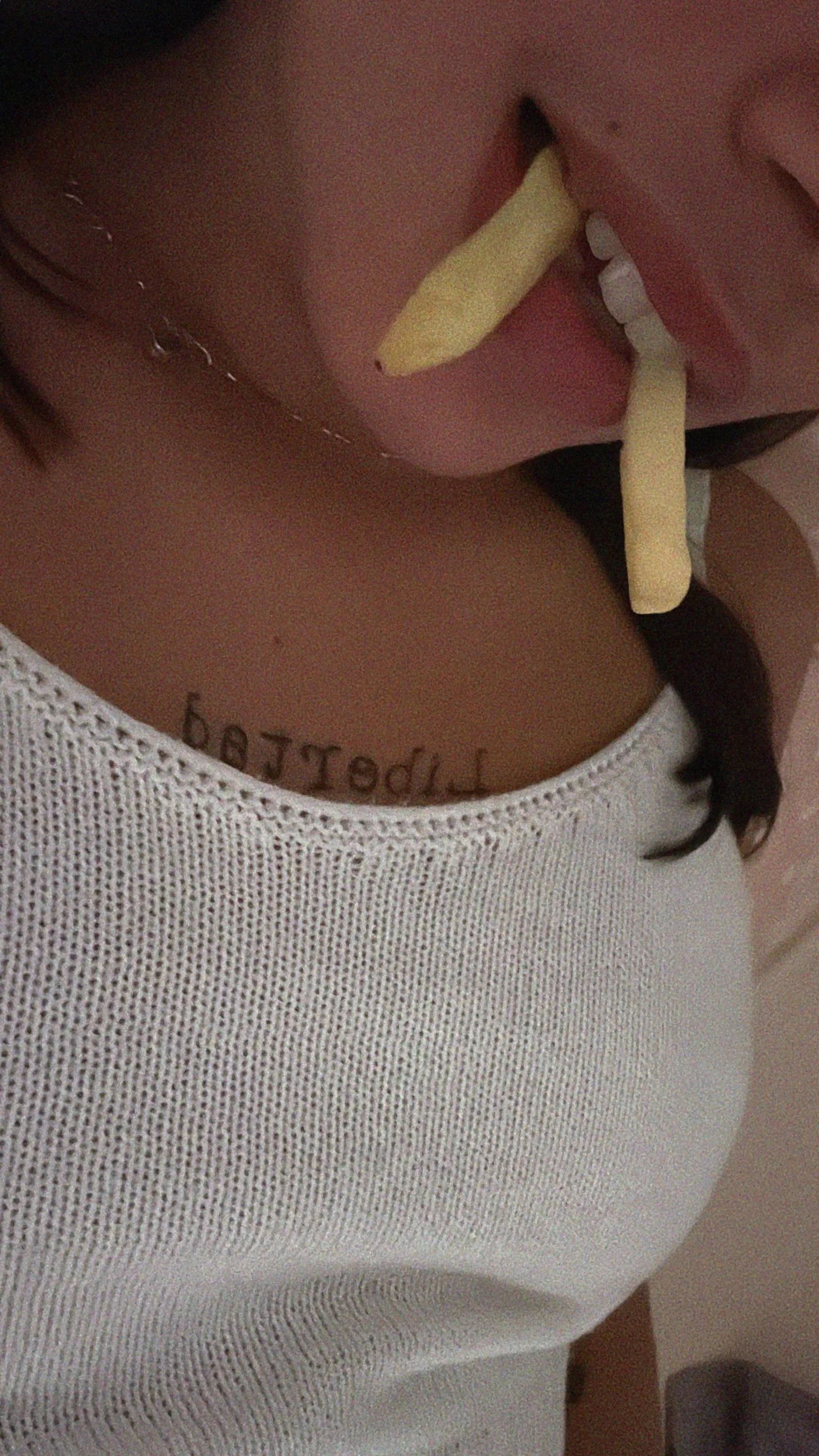 Just lying here with fries... think you can get one in my mouth using yours??