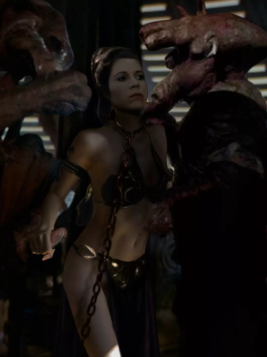 Leia and jabba crowd  smelling leia