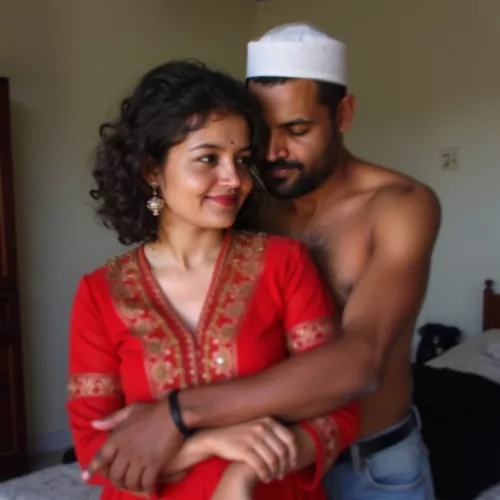 My wife feeling the touch of the rugged body of a strong man..