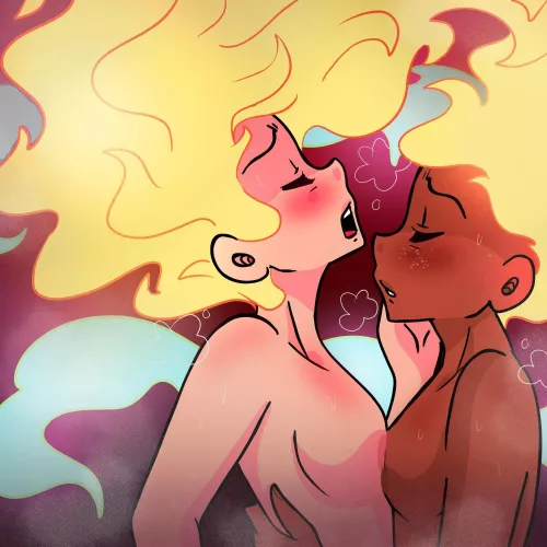 [OC][Our Little Universe] Furi and Eva making love for the first time in their fire forms 🥹❤️‍🔥 