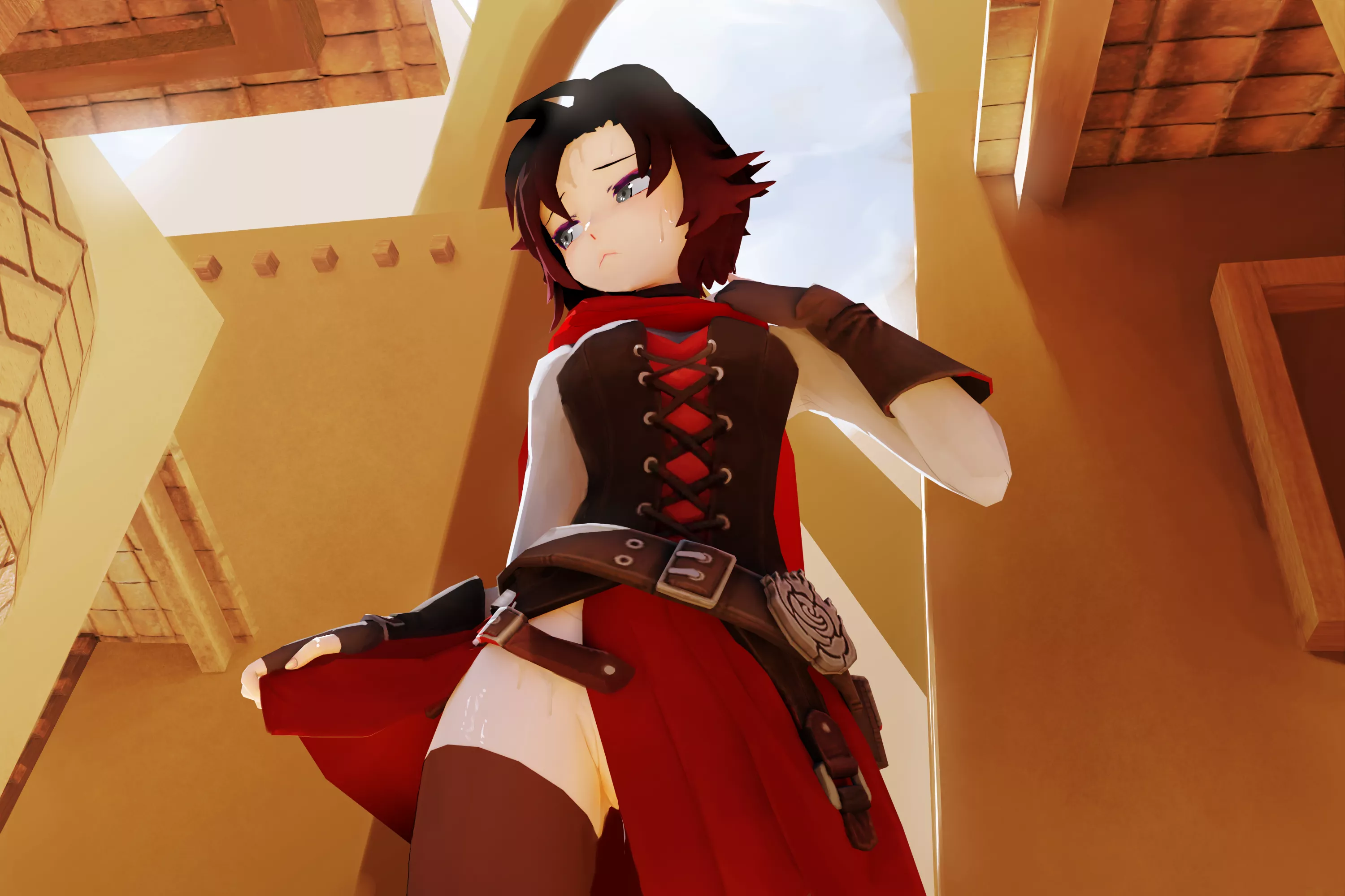 The desert sun forced some... alterations to Ruby's Atlas outfit