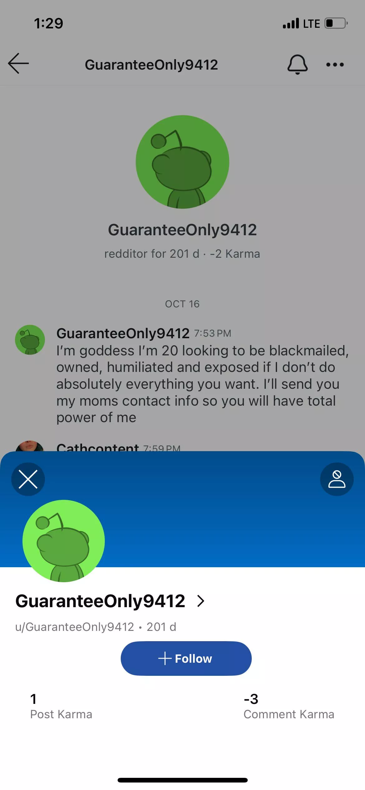 U/GuaranteeOnly9412 said he wanted blackmailed, verified age but ghosted when asked to actually send