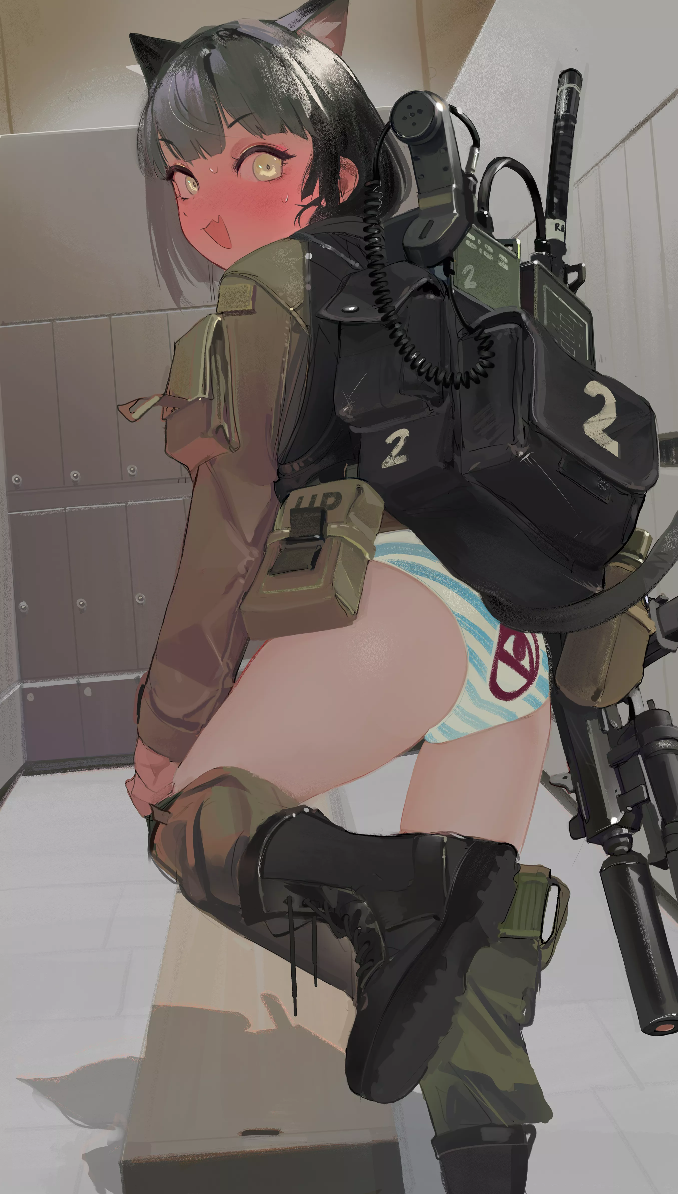 Walking in on a soldier getting undressed (Polilla) [Original]
