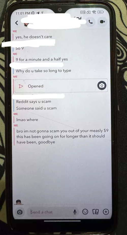 bro really thought i wanted to scam him out of $9 🤦‍♀️