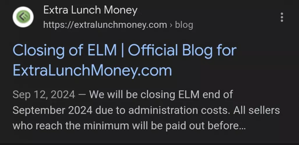 Closure of ExtraLunchMoney 