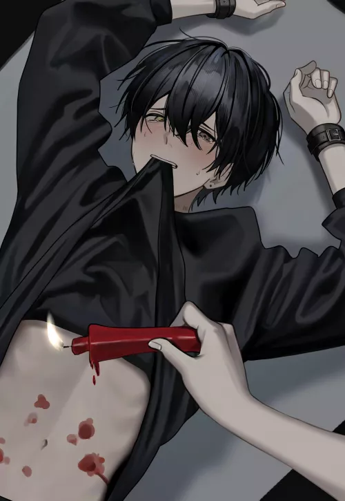 Good boy holding his shirt up for you