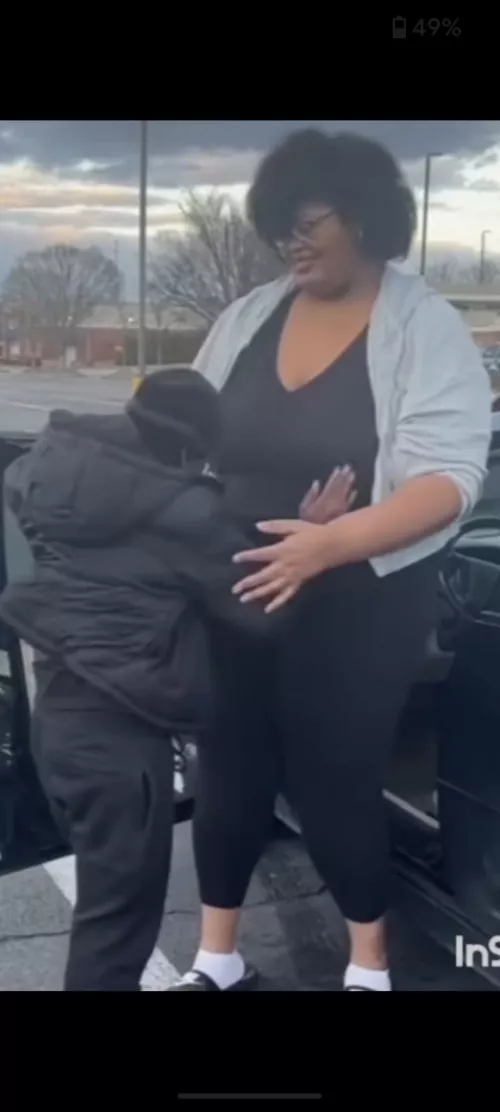 Huge woman with her little puny bf