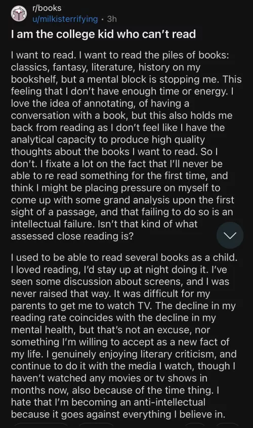 “I loved reading as a child but now I don’t know how to read” arrbooks post #6445787