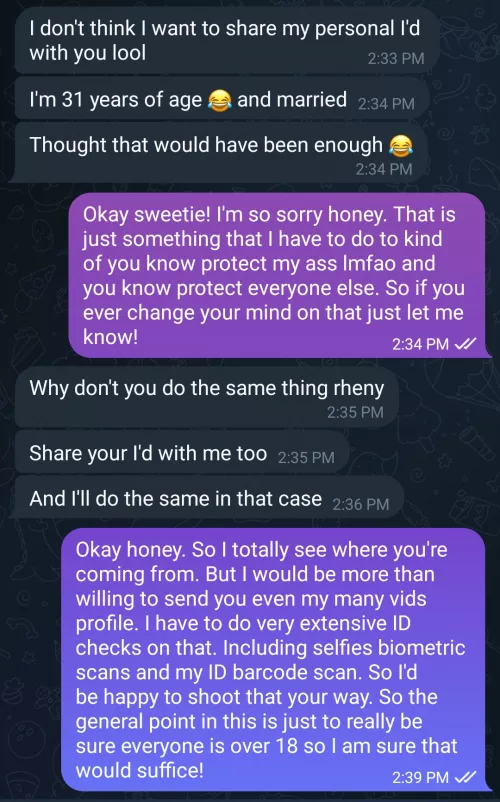 Just a huge quick reminder here: we already do verification. We already are age verified if you are on any platform your age verified. You do not ever have to feel like you need to be doing even more verification steps IF you are uncomfortable with it.