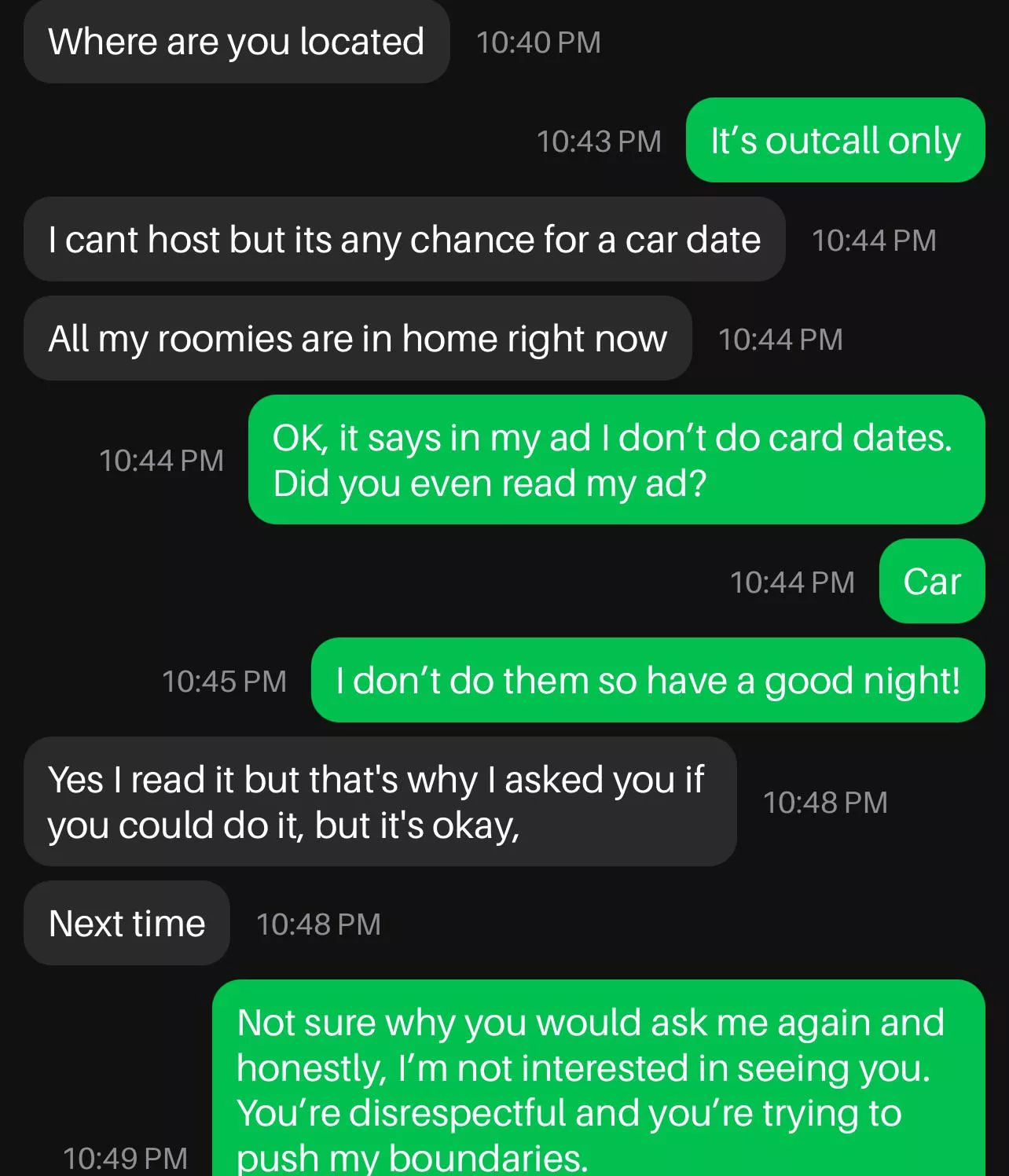 That’s why I asked you if you could do it. Even though I saw you don’t offer them 