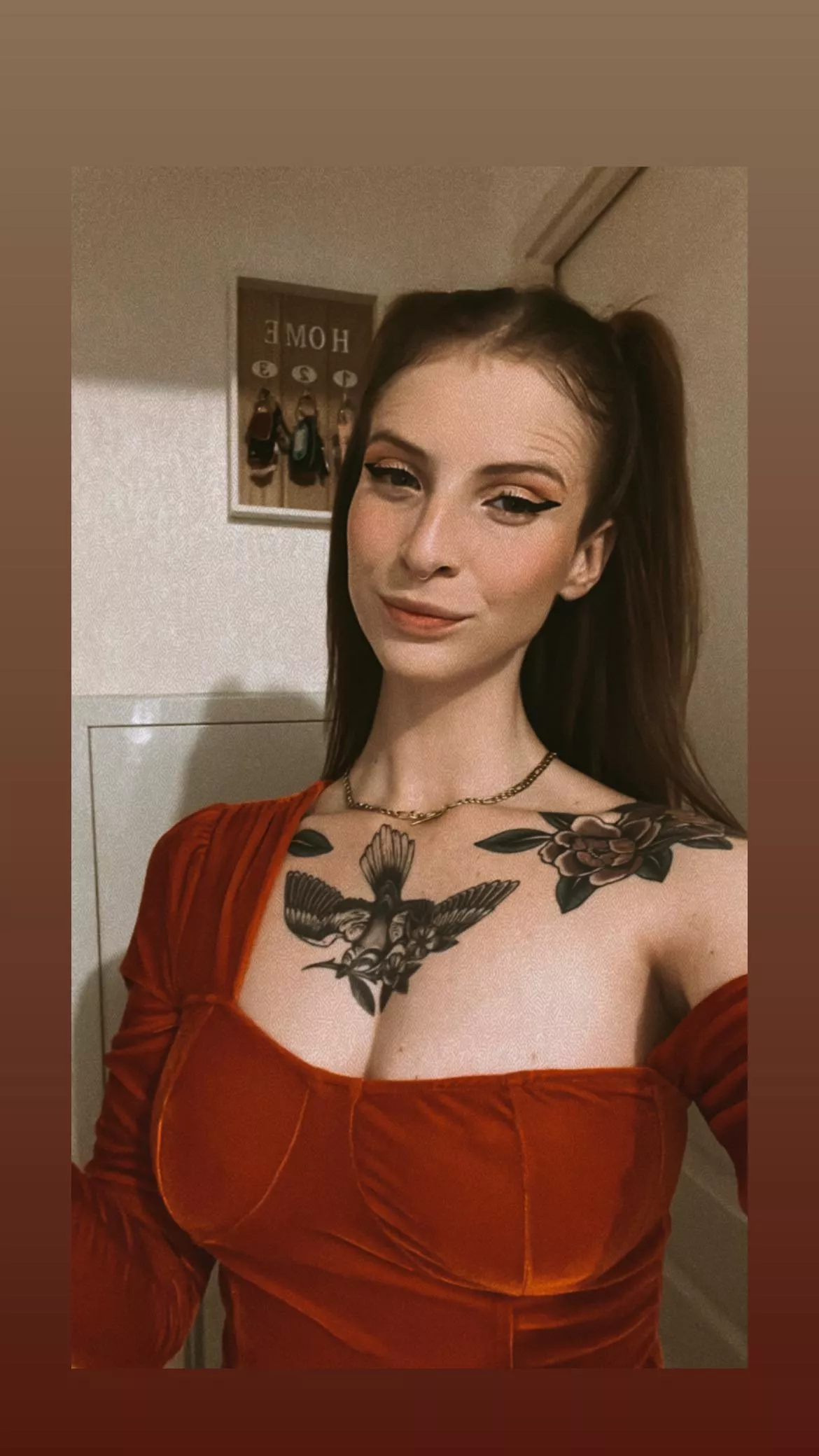 The beauty of a woman in red.