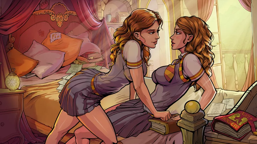 Hermione amuses herself with the flywheel of time. (Innocent witches) [Sad Crab]