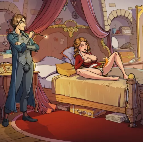 Hot Hermione enjoys the motions of the pen. (Innocent witches) [Sad Crab]