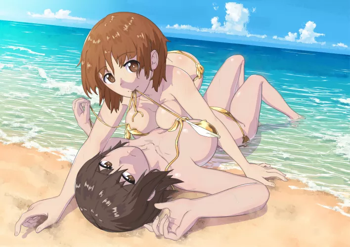 Maho and Miho having fun on the beach [Girls und Panzer] (Huaro7号)