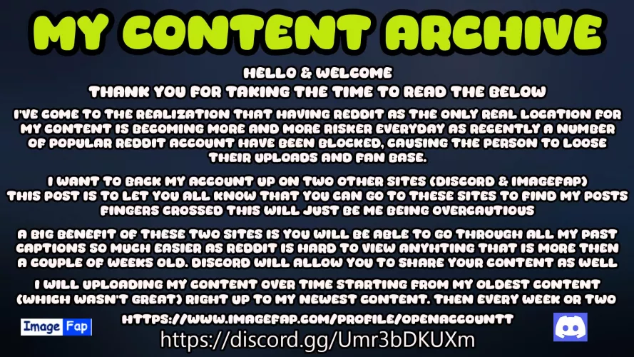 Major Changes To My Content & Uploads (Please Read)