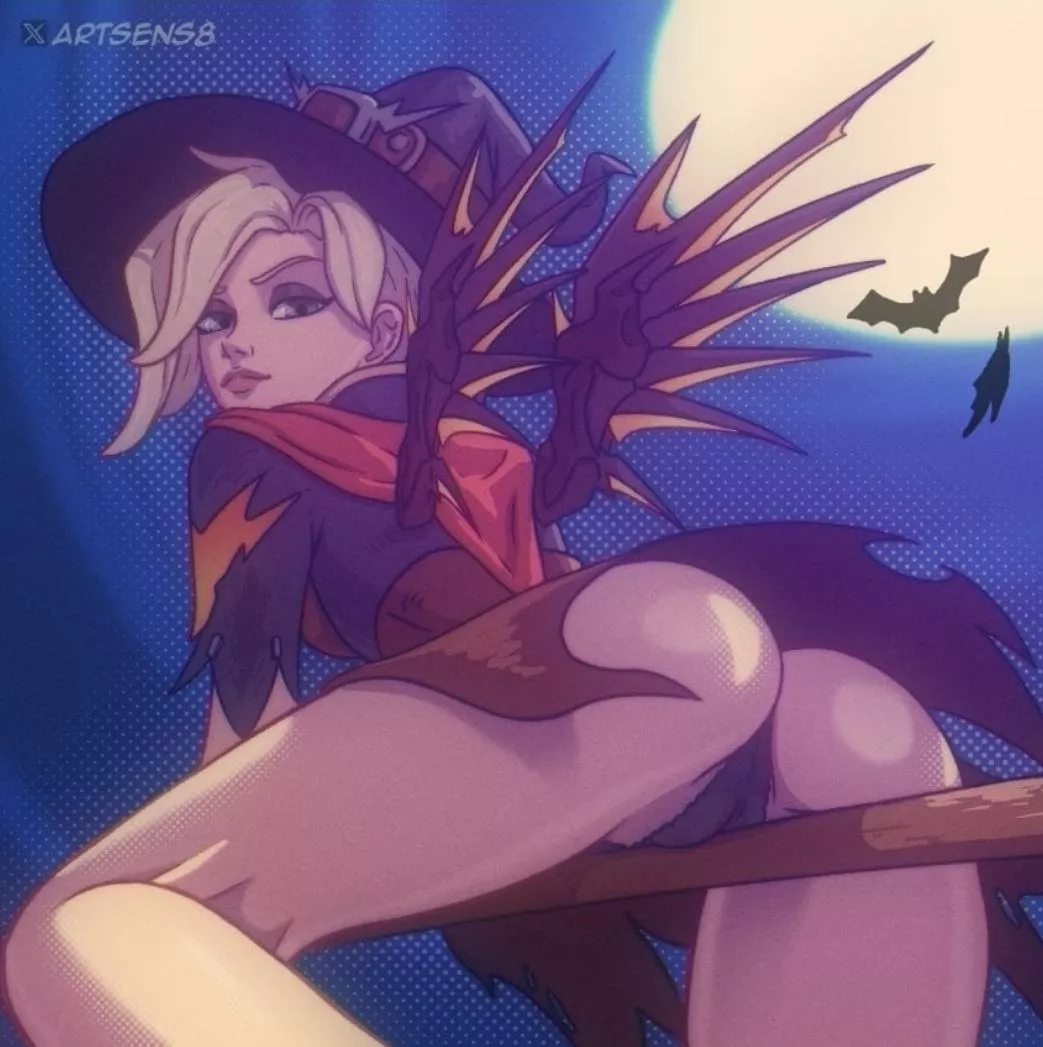 Mercy's riding that broom