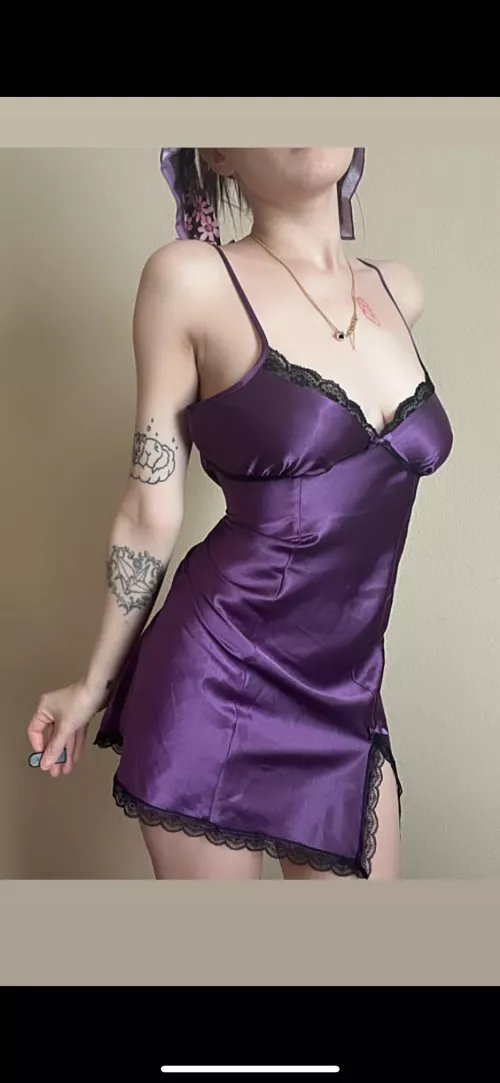 Purple silk slip dress 💜🖤 