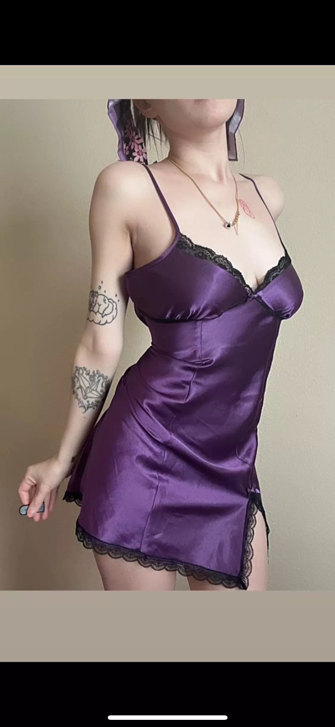 Purple silk slip dress 💜🖤 