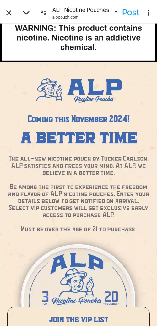 Tucker Carlson is releasing his own brand of Nicotine pouches.