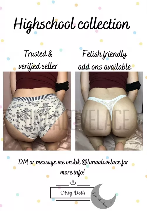 You asked, and I’m delivering… my HIGHSCHOOL COLLECTION is here! My oldest pairs of panties, cum collect and give them a good home! [SELLING][US][PTY]