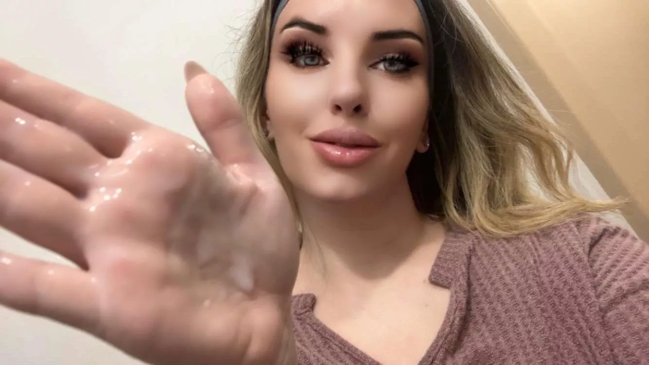 A whole fat juicy load better start licking ! 