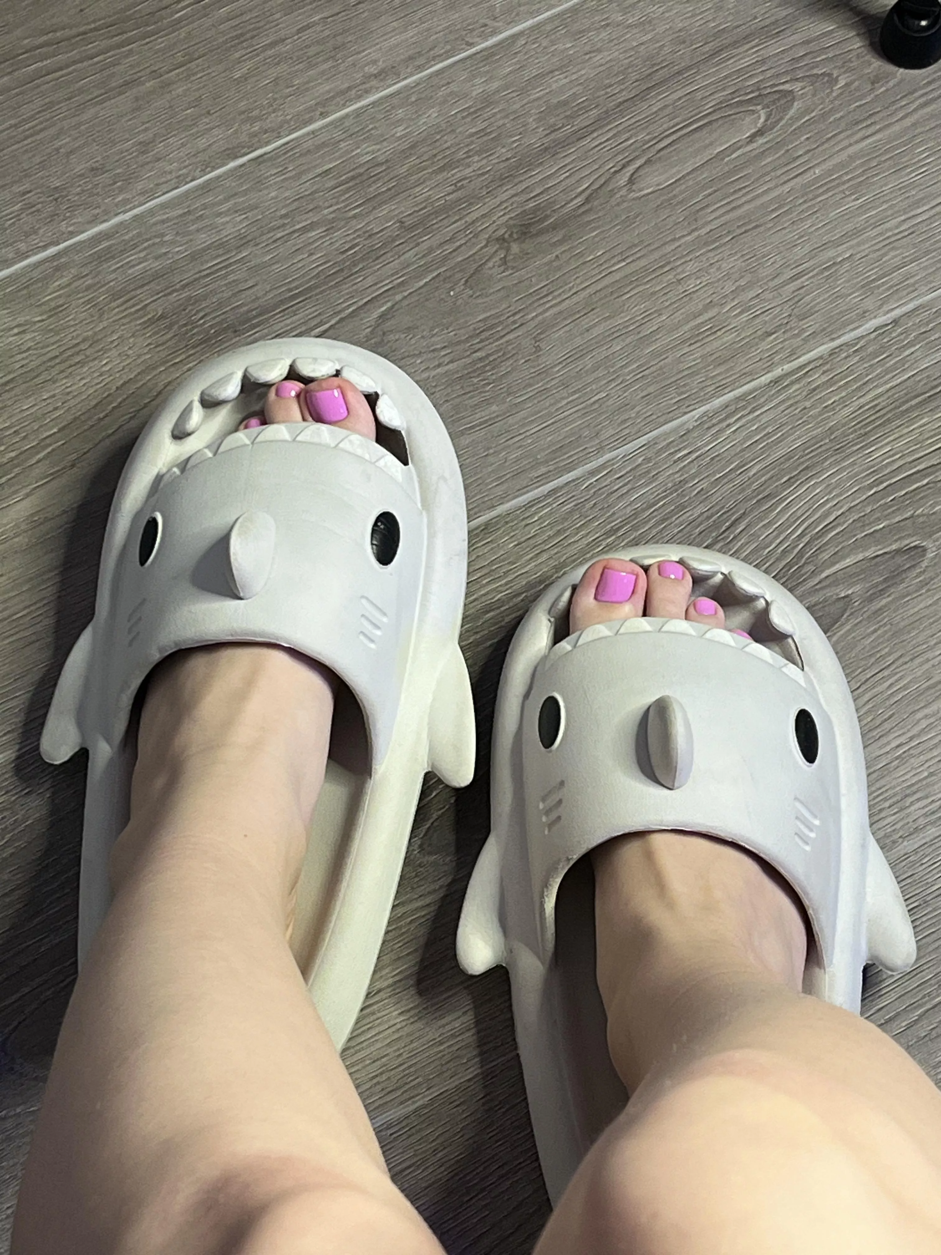 feetcute lavender toenails on my feet and funny sharks
