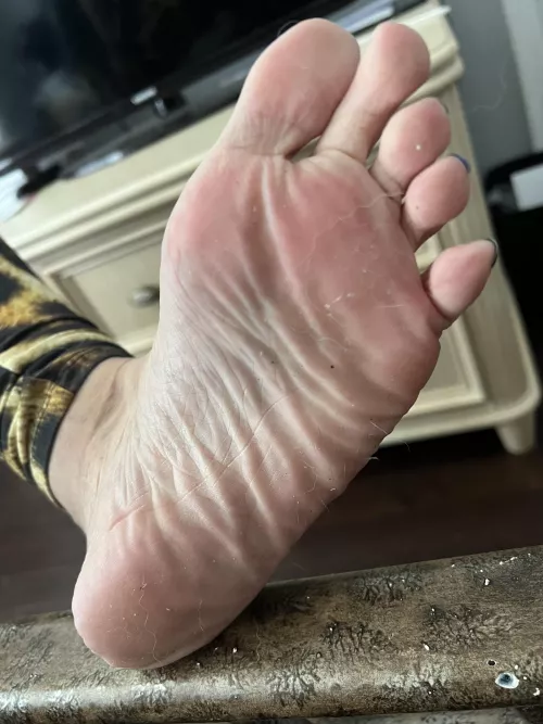 Need to sweep! Dirty feet!