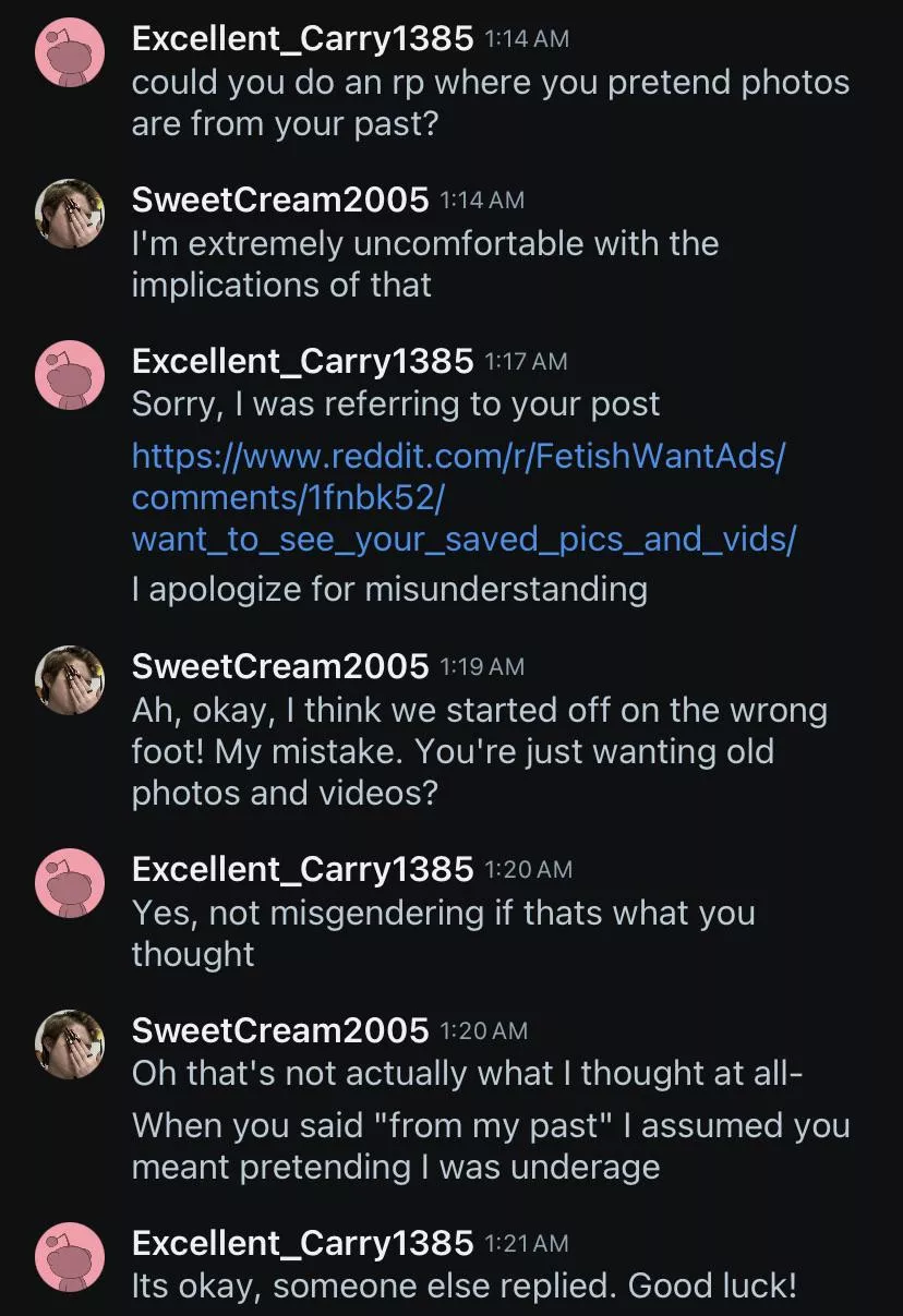 19, just started last year, this Convo made me really uncomfortable even after it ended. Am I overreacting?