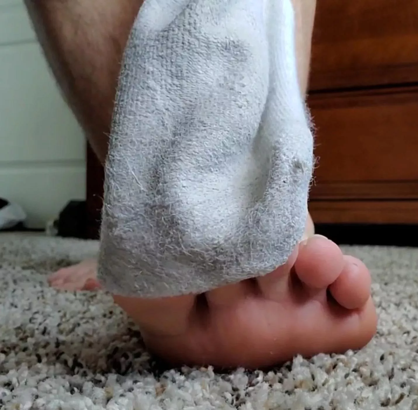 Bury your nose into that heel print in my sock 