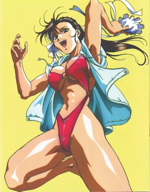 Chun-Li in a one-piece bikini