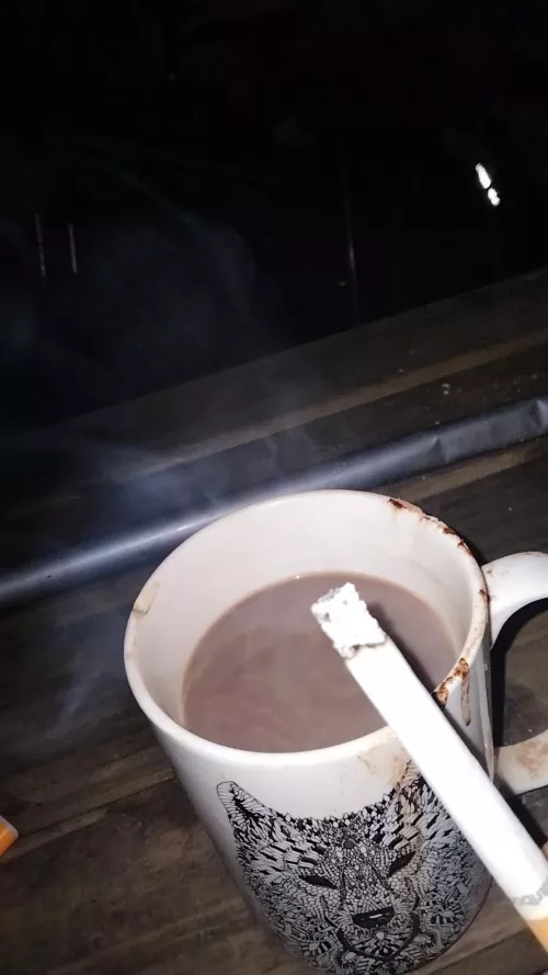 Cigarettes (Marlboro Gold) and hot chocolate 