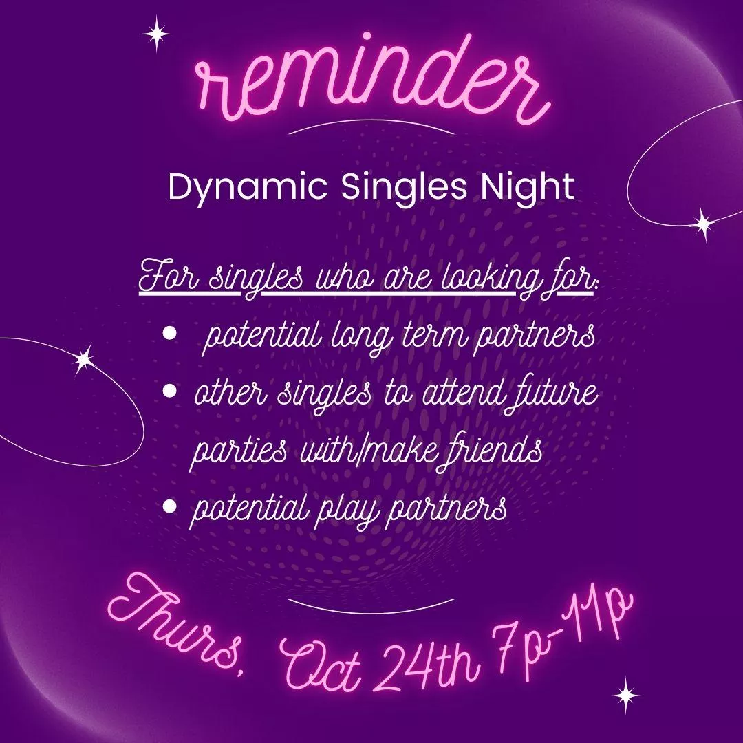 Don't miss out! Play party for singles! Tomorrow 10/24 7p-11p