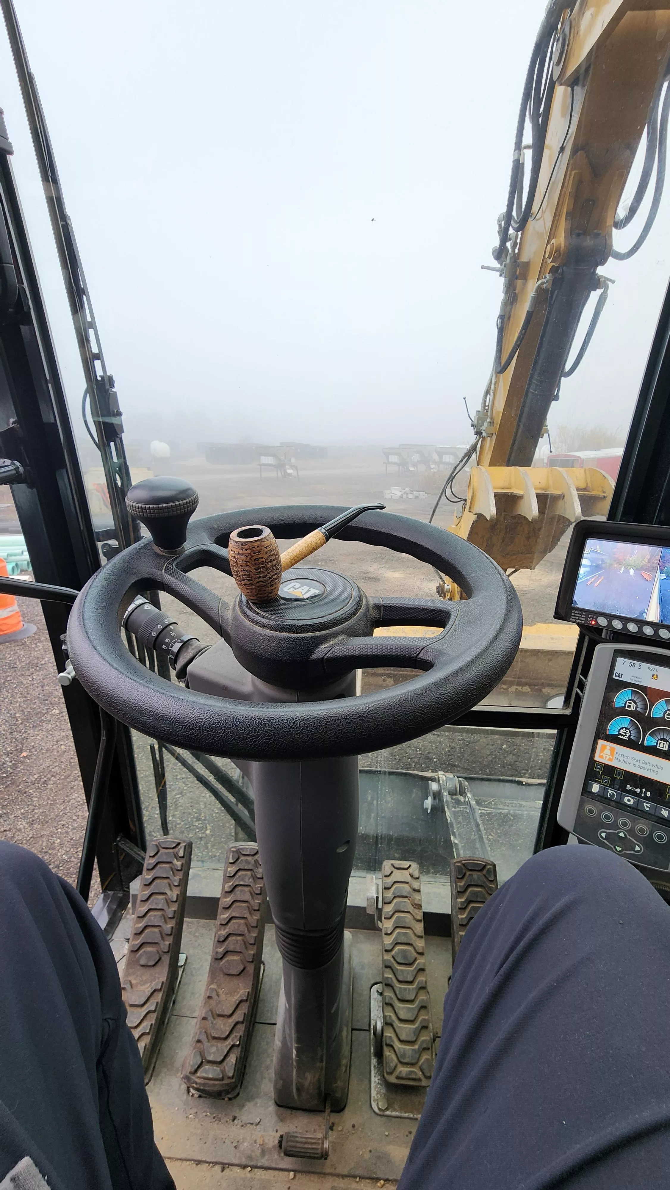 Early morning pipe in the fog