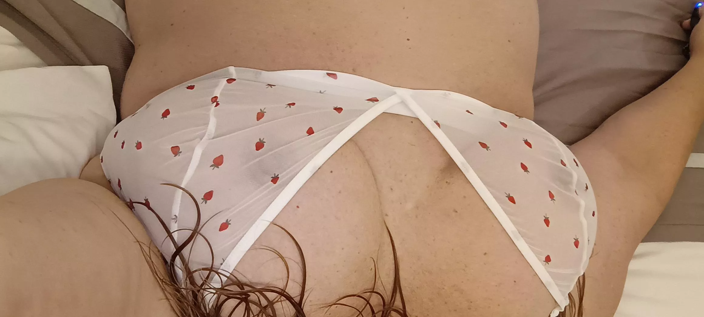 Look at those strawberries on my bra.