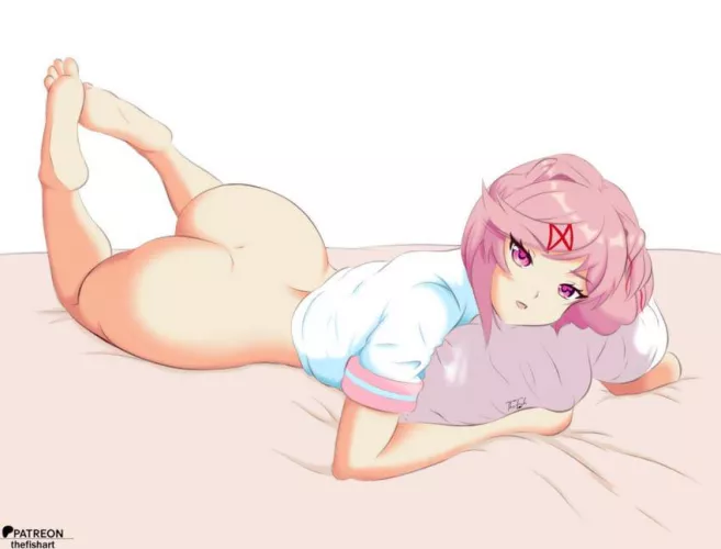 Natsuki waiting for you in bed (TheFishArt)