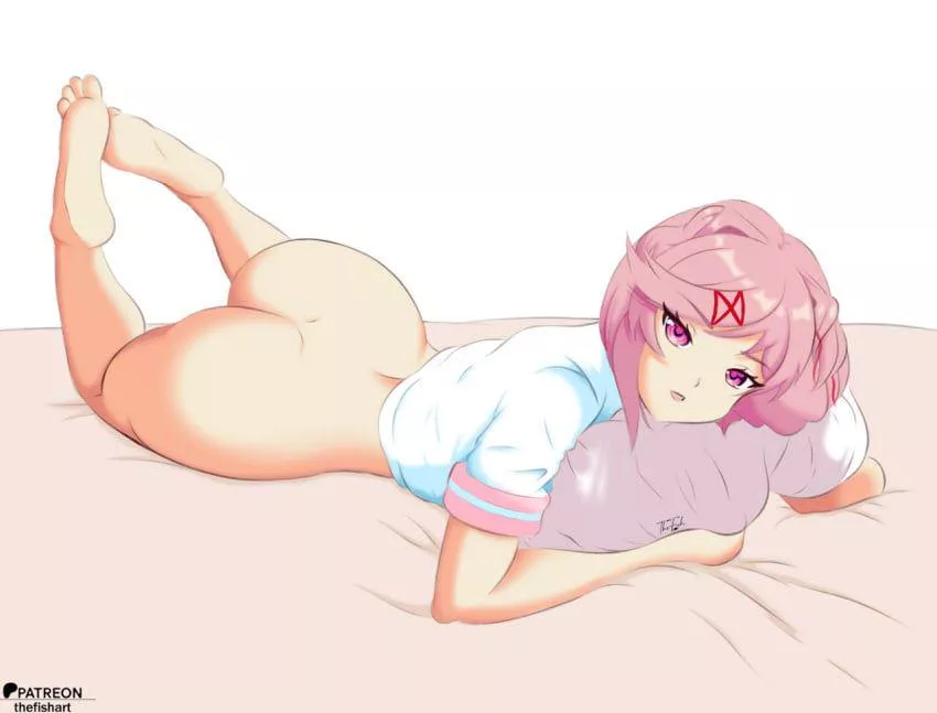 Natsuki waiting for you in bed (TheFishArt)