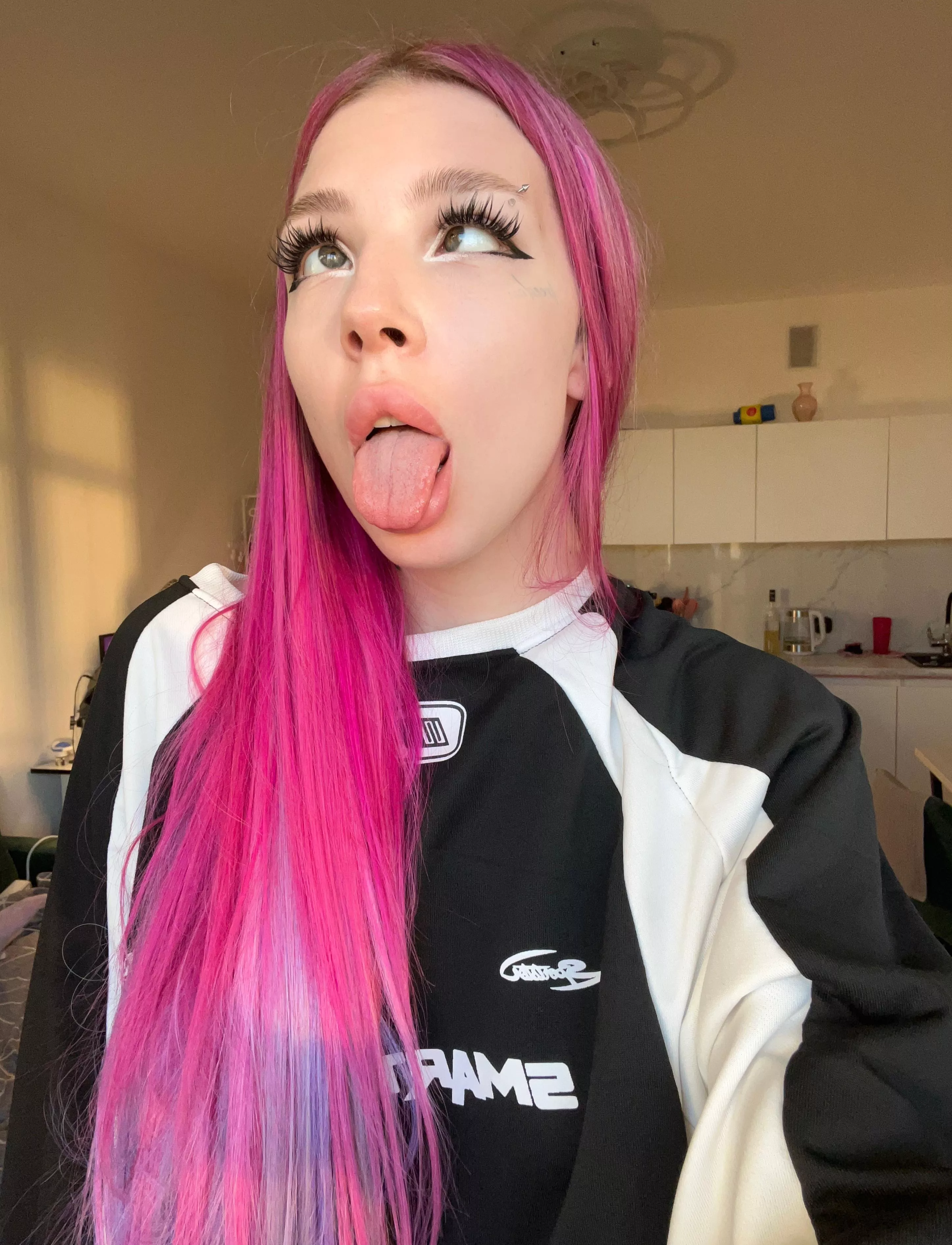 This tongue is for cum daddy, I ahegao girl waiting for it from you