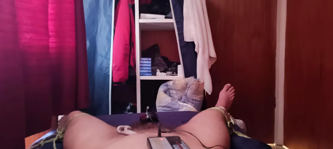 Tried a electro chastity and some selfbondage