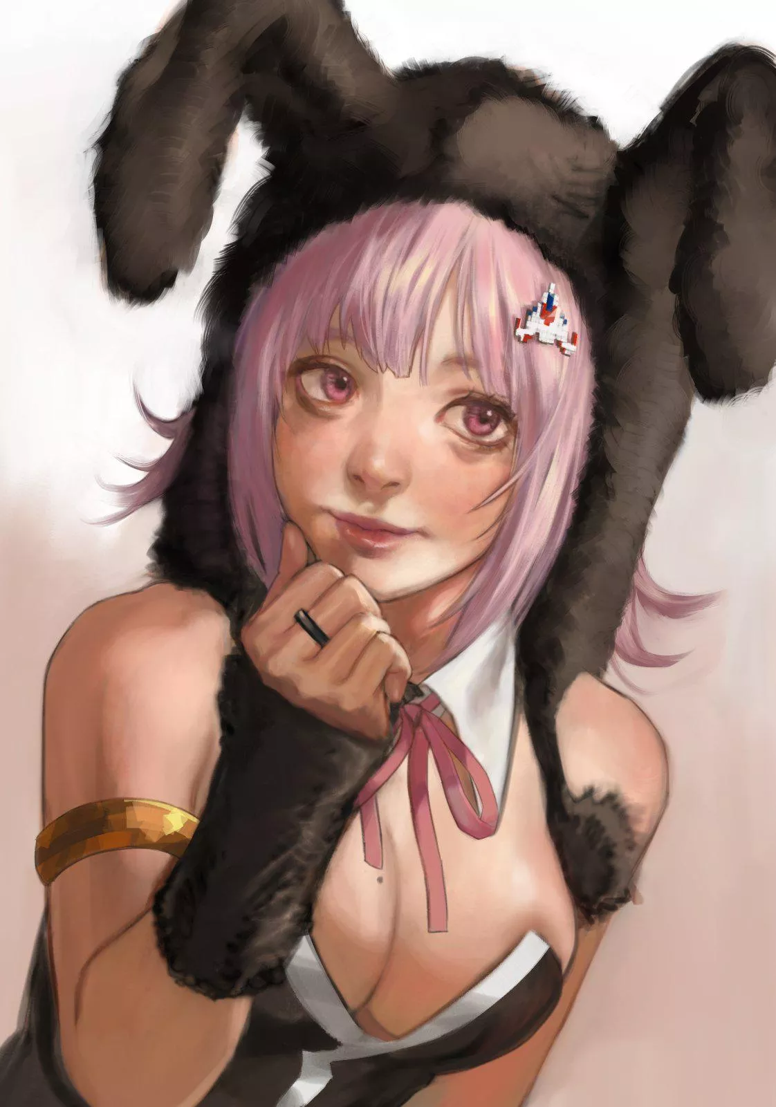 Chiaki's bunnysuit doesn't fully cover her areolae (tdn_ng)