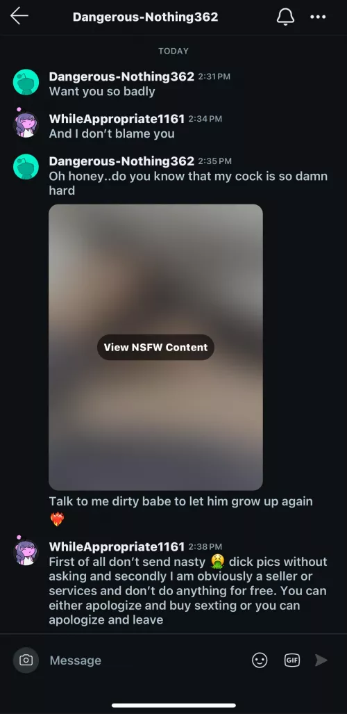 Dangerous-Nothing 362  block him before he waste your time 